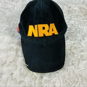 Vintage NRA Black Hat Gold Embroidery Flag